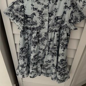 Charming Kids Dress with Horse Print